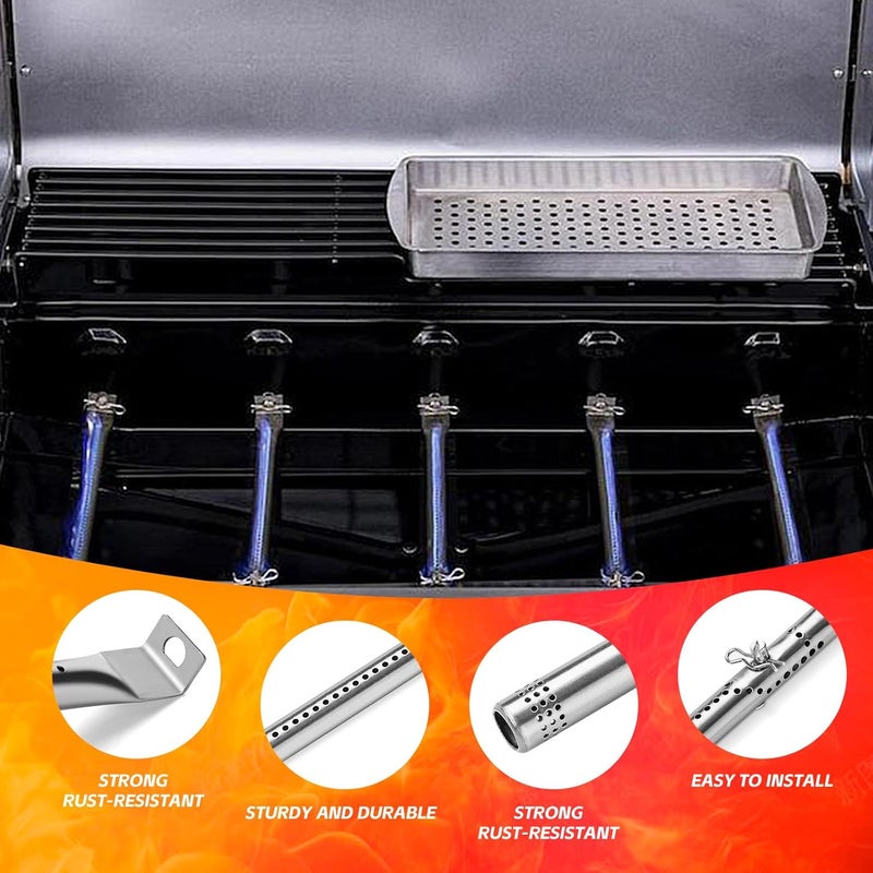 JCLMER قطع غيار للشواية بديلة لشواية غاز Charbroil Performance 4 موقد 463365021 463365522 463352521، 5 موقد 463450022، 2 موقد 463630021، مجموعة شعلات الشواية مع لوحة حرارة، أنبوب تقاطع، موقد إشعال - Image 5